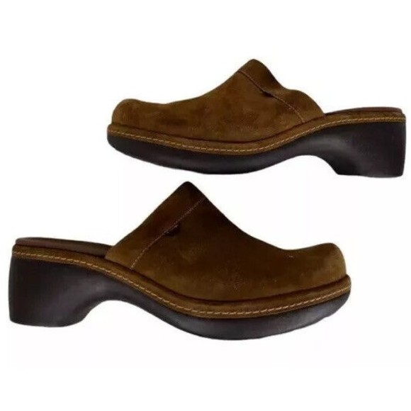 Ecco Shoes Ecco Lagenlook Y2k Mules Brown Slip On Mid Platform Heel